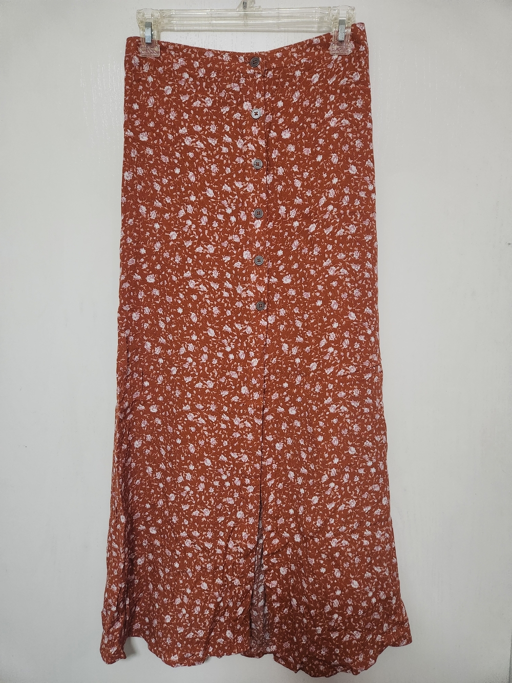 wild fable Rust Floral Button-Front Maxi Skirt